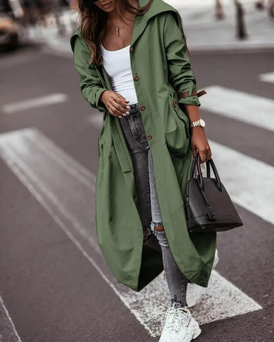 Gabardina Casual de Solapa Midi para Mujer - Estilo Versátil - Image 7