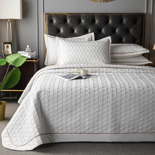 Juego de Cama Acolchado de Tres Piezas en Colores Sólidos