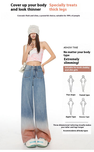 Pantalones Vaqueros Cintura Alta Pierna Ancha Degradado - Ajuste Holgado para Mujer - Image 9