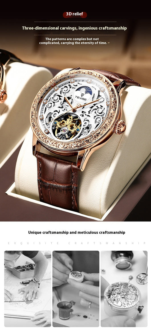 Reloj Mecánico Hombre Resistente al Agua con Diseño Calado - Image 11