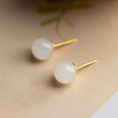 Aretes de Plata Esterlina con Jade Hetian y Baño de Oro - Image 4