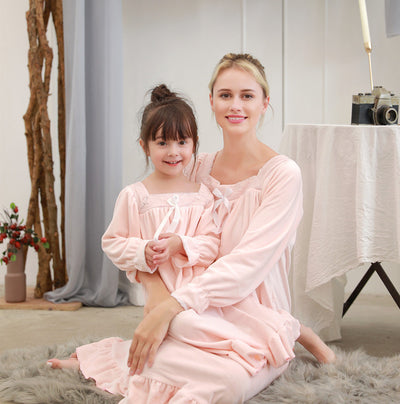 Camisón de Princesa para Niña y Mamá - Terciopelo Cálido para Otoño-Invierno - Image 6