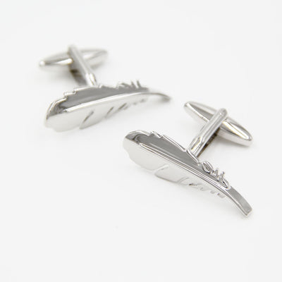 Gemelos de Plata Estilo Francés con Forma de Pluma para Hombre - Image 2