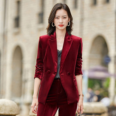 Blazer de Terciopelo para Mujer - Traje Elegante y Minimalista - Image 11