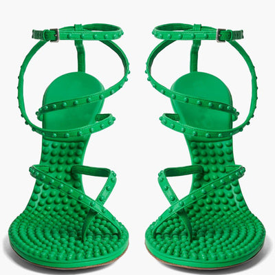 Sandalias Tacón Verde Estilo Flip Flop - Image 5