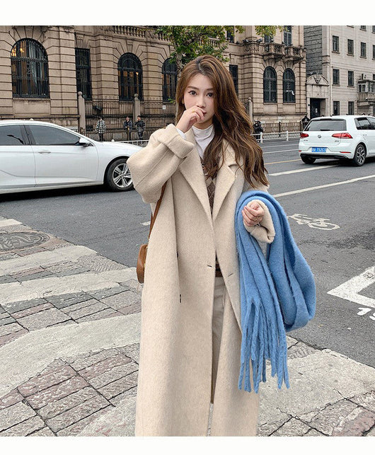Abrigo de Lana Hepburn Coreano Suelto Midi para Otoño e Invierno - Image 23