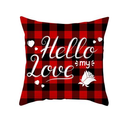 Funda de Almohada Día de San Valentín Letras Cartoon Roja - Tela Melocotón - Image 15