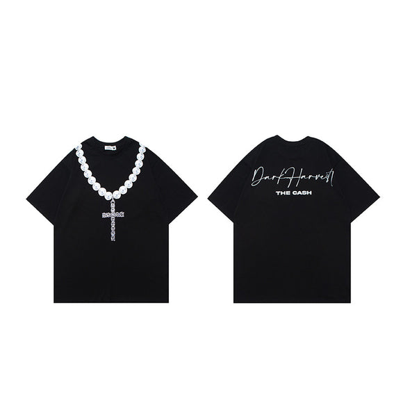 Camiseta Estampada Cadena Letras Grandes - Diseño Personalidad Masculino