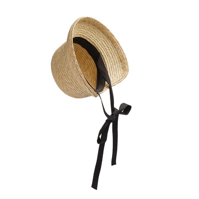 Sombrero de Paja Tejido a Mano para Niños con Ala Ancha y Correas - Image 14
