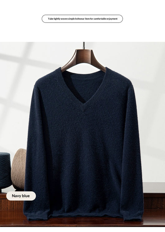 Suéter Minimalista Cuello en V para Hombre - Image 22