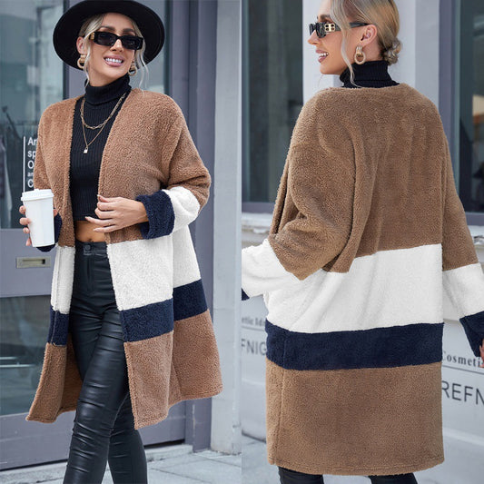 Abrigo Cardigan Reversible de Dos Tonos - Largo Medio