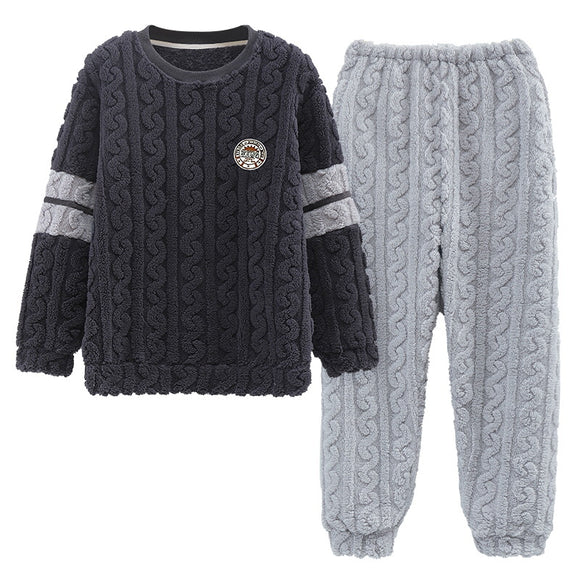 Pijama Térmico de Franela Jacquard para Hombre - Otoño e Invierno