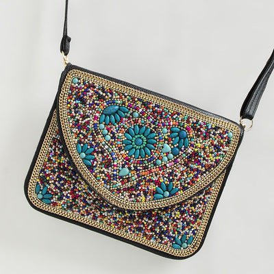 Bolso Bohemio Étnico con Cuentas y Compartimiento para Teléfono - Image 15