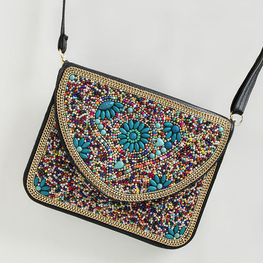 Bolso Bohemio Étnico con Cuentas y Compartimiento para Teléfono - Image 15