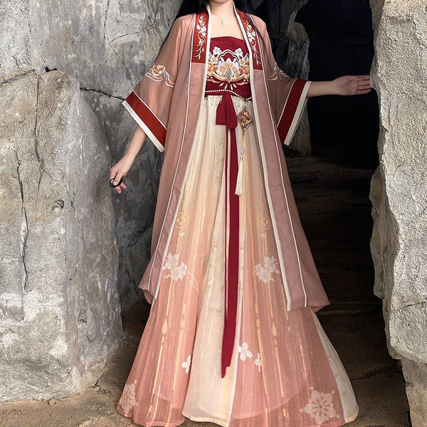 Traje Hanfu Tang Dynasty Hezi con Bordados Tradicionales Chinos