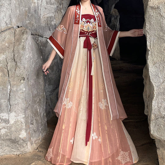 Traje Hanfu Tang Dynasty Hezi con Bordados Tradicionales Chinos
