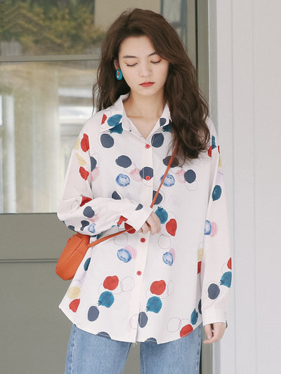 Blusa Retro Estampada Hong Kong Suelta en Chifón para Mujer - Image 9