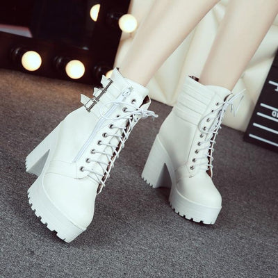 Botas Cortas Punta Redonda para Mujer con Tacón Grueso - Image 7