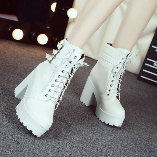 Botas Cortas Punta Redonda para Mujer con Tacón Grueso - Image 7