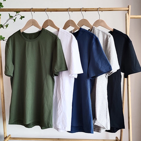 Camiseta Deportiva Manga Corta Casual de Color Liso