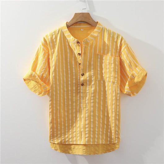 Camisa Rayada Estilo Japonés para Hombre - Image 6