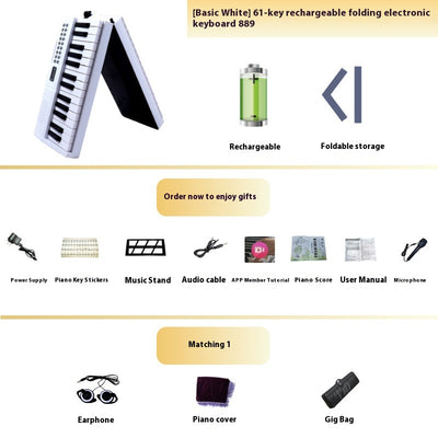 Piano Digital Portátil Plegable 61 Teclas con Carga Inteligente - Image 8