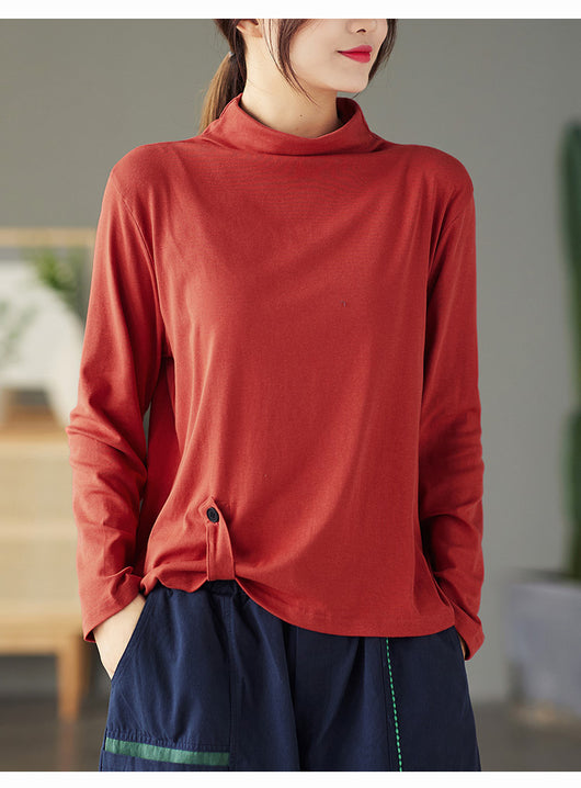 Blusa Retro de Cuello Alto con Botones y Mangas Largas para Mujer - Image 14