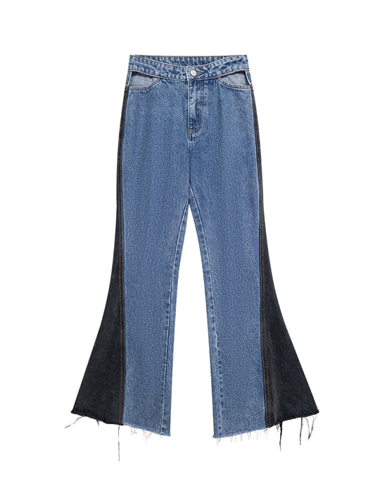 Pantalones Vaqueros Mujer Diseño Original con Detalles Calados y Contraste de Colores - Image 2