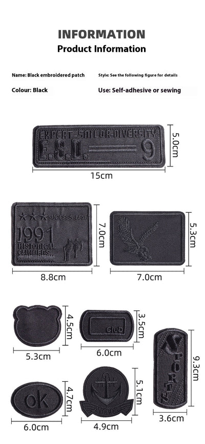 Parches Adhesivos para Ropa - Reparación sin Costura con Patrón de Bordado Negro - Image 22