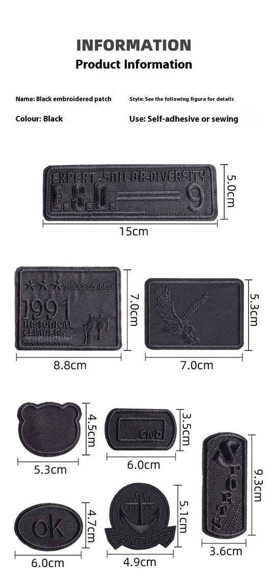 Parches Adhesivos para Ropa - Reparación sin Costura con Patrón de Bordado Negro - Image 22