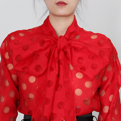 Blusa Larga con Mangas Linterna y Lunares - Diseño Moderno - Image 7