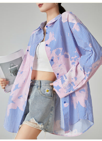 Blusa Suelta de Rayas Azules Estampada para Mujer - Image 12