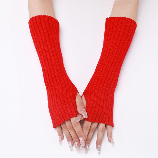 Guantes Largos Rayados de Lana para Otoño e Invierno - Mangas Calentadoras sin Dedos - Image 38