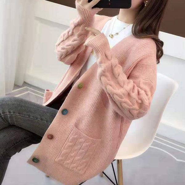 Cardigan Tejido Retorcido Oversize Colores Lisos - Estilo Relajado