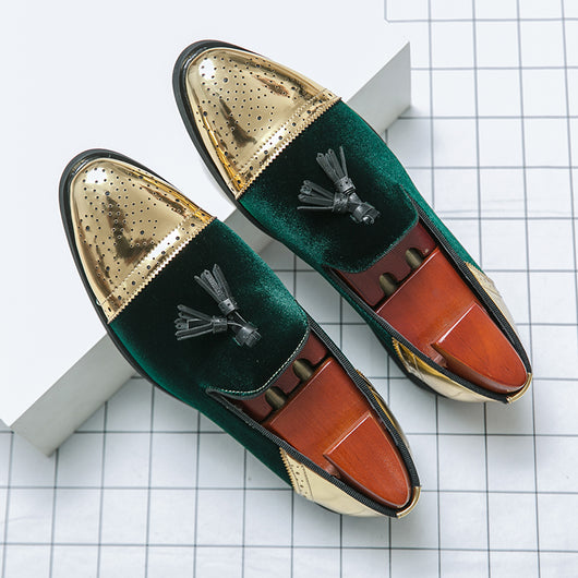 Zapatos de Cuero Puntiagos Dorados para Hombre - Estilo Coreano Británico - Image 7