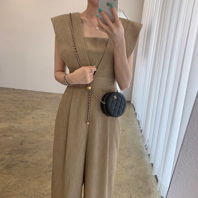 Jumpsuit Retro de Cuello Cuadrado y Cintura Alta para Mujer - Image 3
