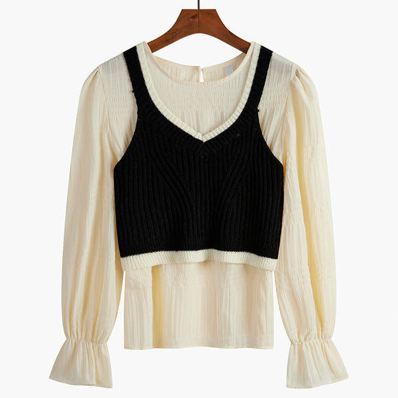 Conjunto de Dos Piezas con Tirantes - Blusa Suelta y Cómoda