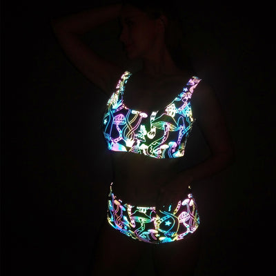 Bikini Estampado Hongos con Detalles Reflectantes Brillantes para Mujer - Image 3