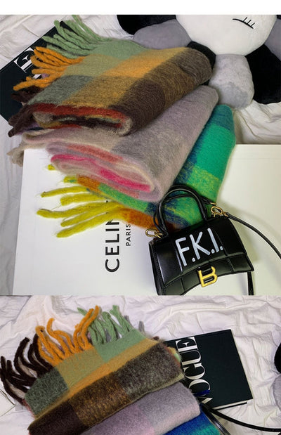 Bufanda de Cuadros Arcoíris en Faux Cashmere Cálido para Mujer - Image 22