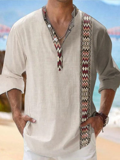 Camisa Hawaiana de Lino Bambú Digital Casual Manga Larga - Image 9