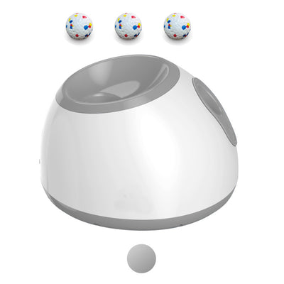 Orange and white pet intelligence ball dispenser with three foam balls, designed as a dog toy. - Image 7