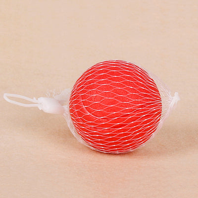 Red rubber pet toy ball with a textured surface and grooves, measuring 6.5cm in diameter. - Image 17
