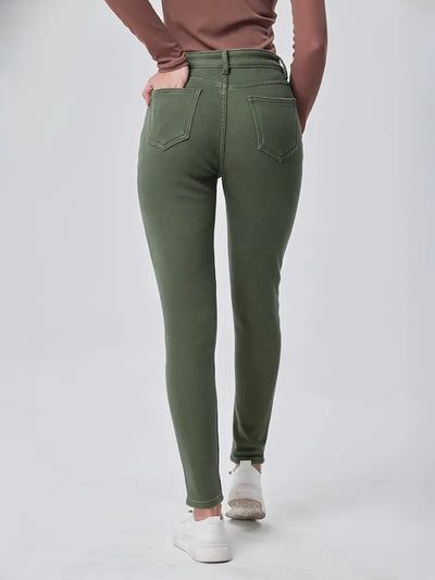 Pantalón Skinny Denim Tiro Alto Lavado Verde Oscuro - Image 10