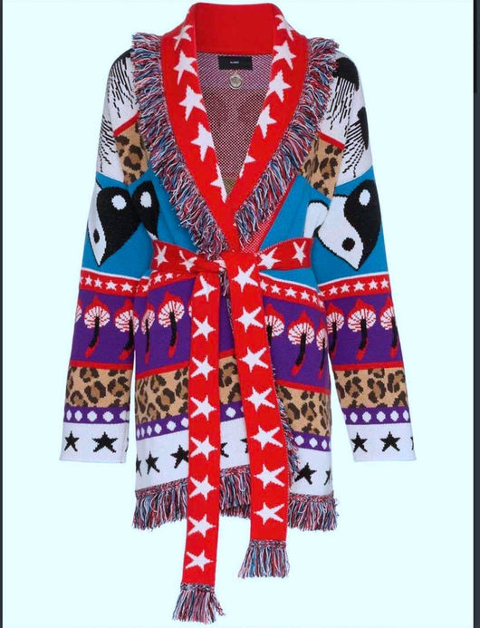 Cardigan de Cachemira Jacquard con Estrellas - Abrigo Slim Europeo Midi - Image 6