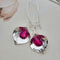 Alloy Orchid Long Crystal Earrings Rose Rojo