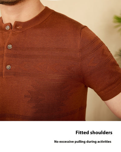 Camiseta Henley de Manga Corta en Mezcla Tencel Algodón Jacquard - Image 16