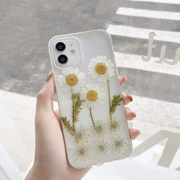 Funda Protectora para Teléfono con Diseño Margarita en Resina Epoxi