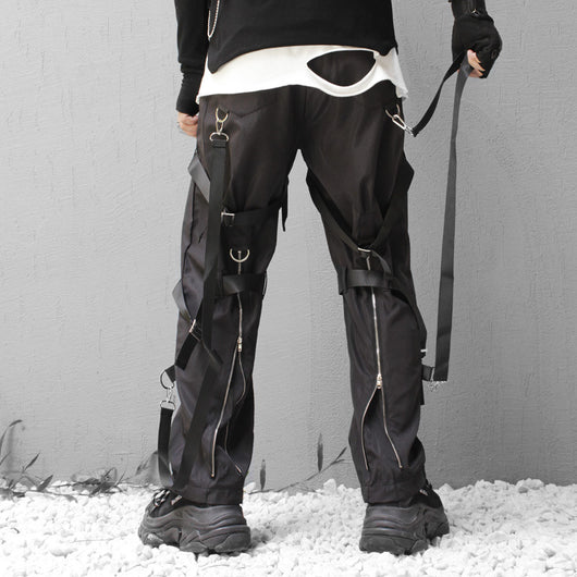 Pantalones Sueltos Hip-hop con Cierre de Webbing - Image 6