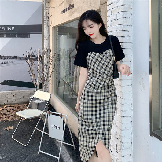 Vestido de Verano a Cuadros con Empalmes para Mujer - Image 2