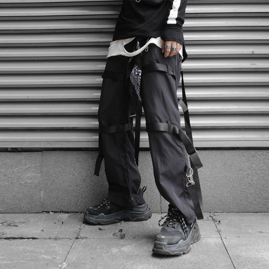 Pantalones Sueltos Hip-hop con Cierre de Webbing - Image 10